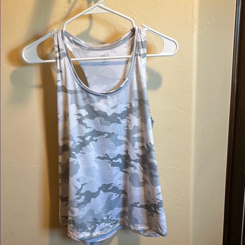 Athletic Works Gray and White Sleeveless Tank Top
